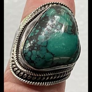 Vintage Gorgeous Unsigned Large Sterling Silver Turquoise 925 Heavy
Ring